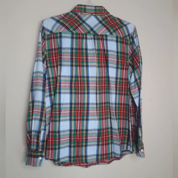 Land’s End Flannel Button-down Shirt Women's Sz 14 Large Plaid Long Slveeve - Picture 13 of 16